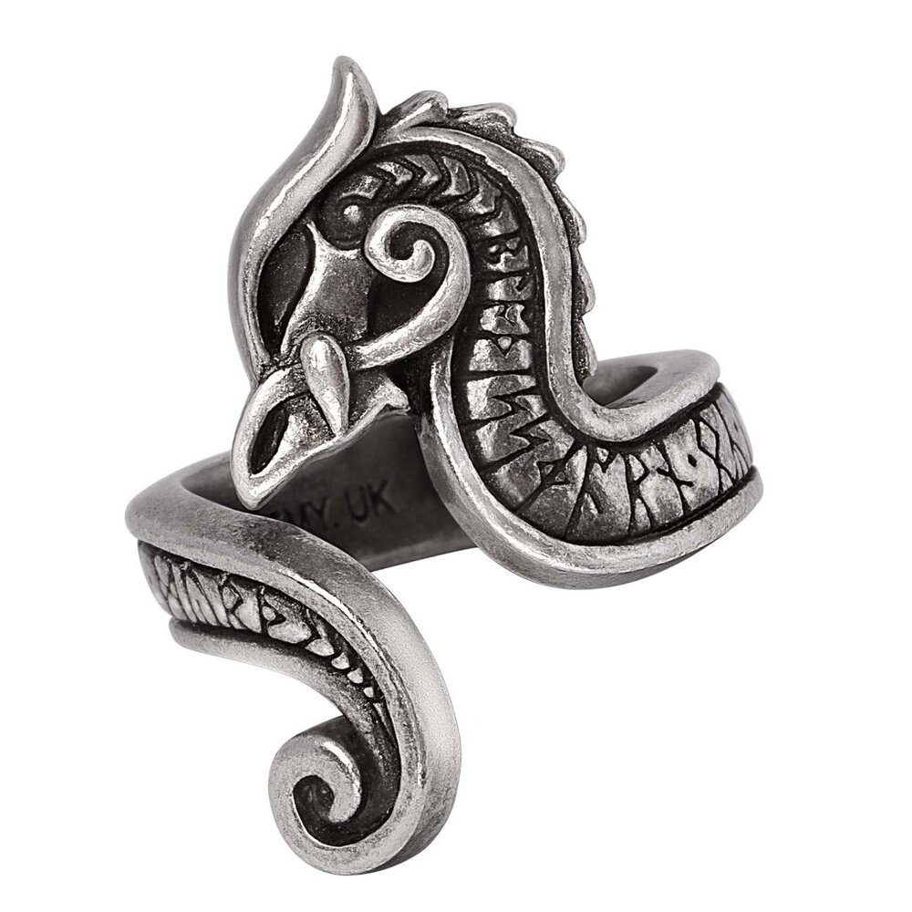 Alchemy Gothic Dragon Fafnirok Ring Adjustable Wrap 3 Unisex Sizes Fine Pewter